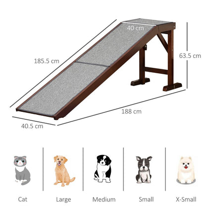 Pet Ramp for Dogs Cats W/ Non-Slip Carpet for Bed Sofa, 188x40.5x63.5cm Pawhut