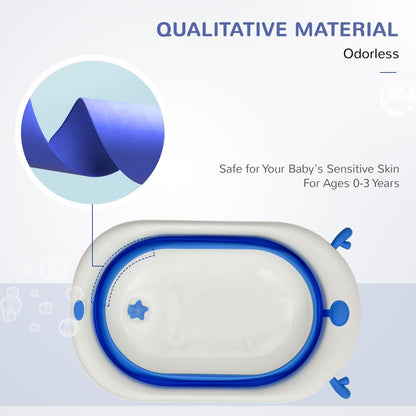 Foldable Baby Bath Tub Ergonomic with Temperature-Induced Water Plug