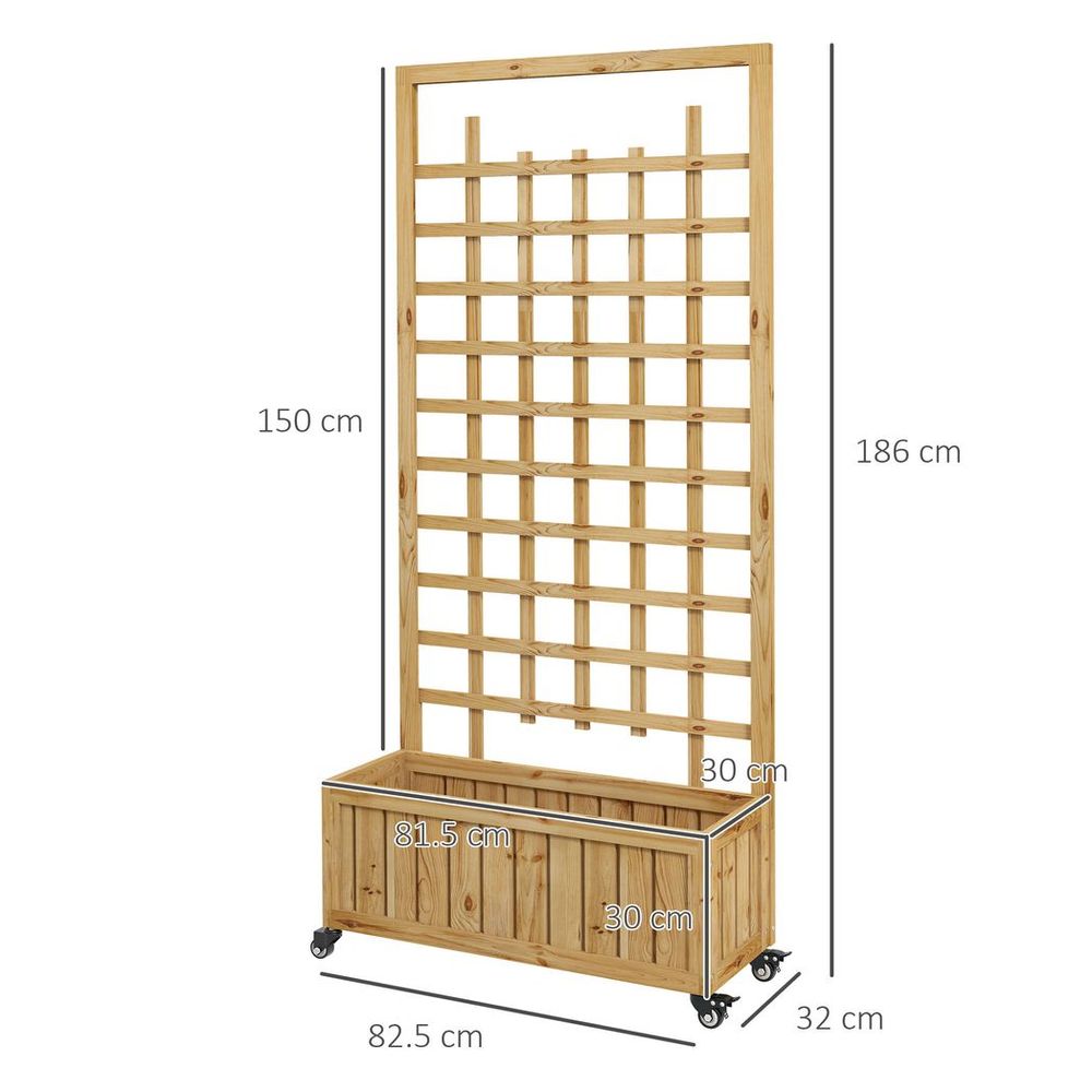 Wooden Trellis Planter, Raised Garden Bed with Wheels and Bed Liner