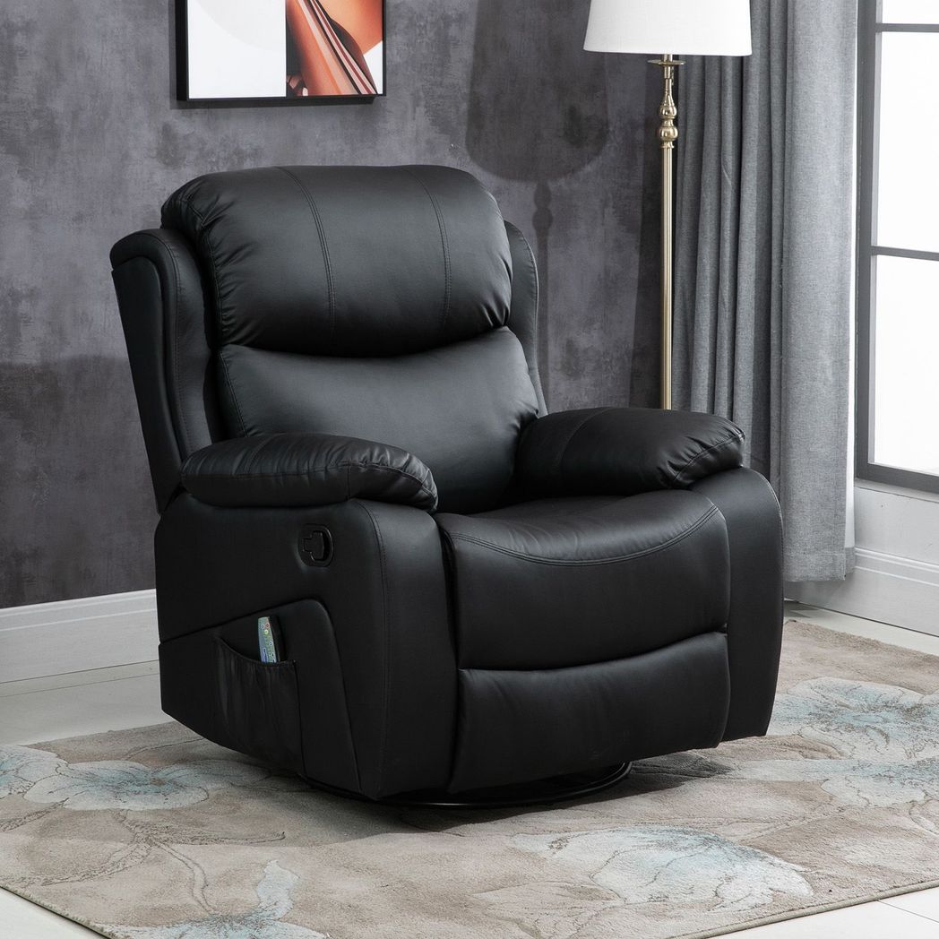 Massage Recliner Chair Manual Reclining Chair with Footrest Remote Black