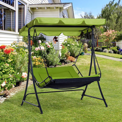 Swing Chair Canopy Hammock Green 2 Person with Cushion Seat Adjustable