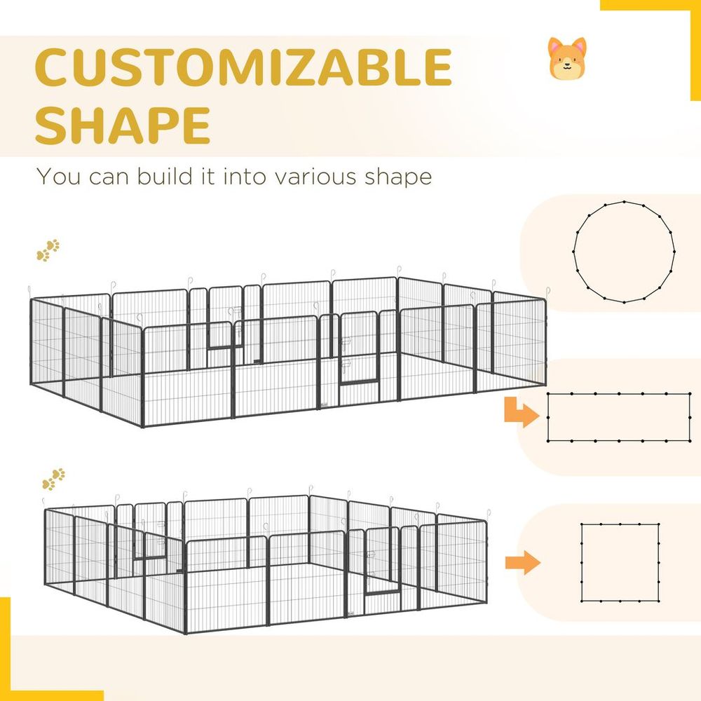 16 Panels Heavy Duty Puppy Play Pen for Small, Medium Dogs 80Hcm