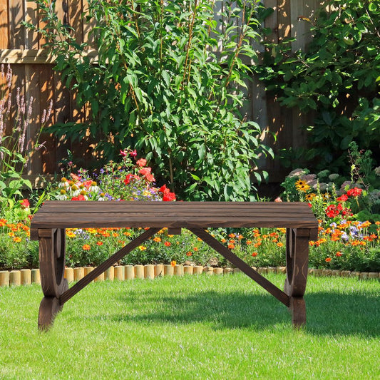 Rustic Wooden Wheel Bench 2-Person Seat - Brown Chair Loveseat Park