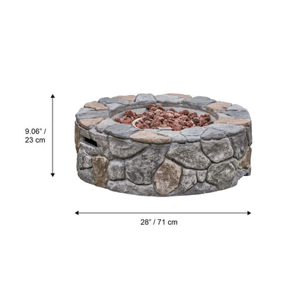 Garden Small Gas Fire Pit, Outdoor Heater with Lava Rocks & Cover