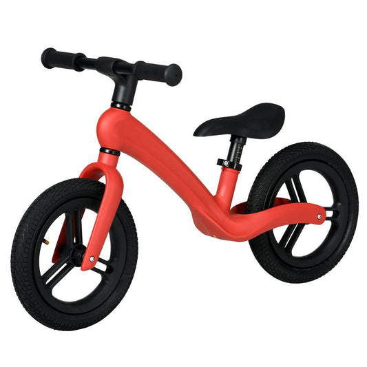 12" Kids Balance Bike with Adjustable Seat, Rubber Wheels - Red