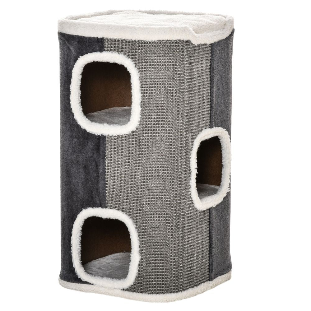 PawHut Cat Barrel Kitten Tree Tower Sisal Scratching Furniture Climbing Frame