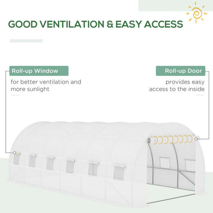 Outsunny 6x3x2m Greenhouse Replacement Cover ONLY for Tunnel Greenhouse White