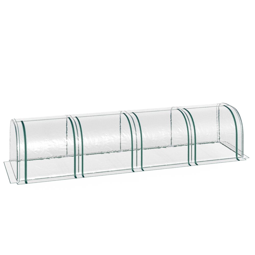 Tunnel Greenhouse Steel Frame with Zipper Doors, Clear