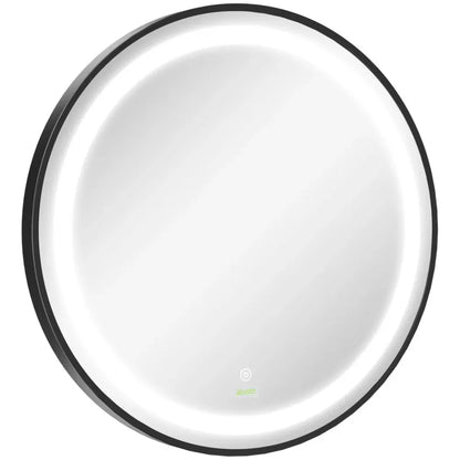 LED Smart Bathroom Mirror Wall Mounted Round Vanity Mirror w/ Lights, Black