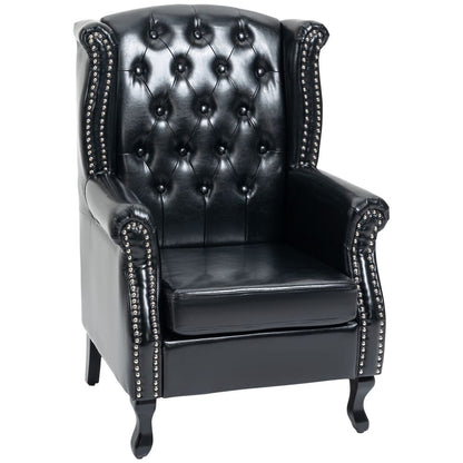 Chesterfield-style Wing Back Armchair Tufted Accent Chair Black