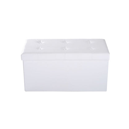 Folding Faux Leather Storage Cube Ottoman Bench Seat PU Cream White