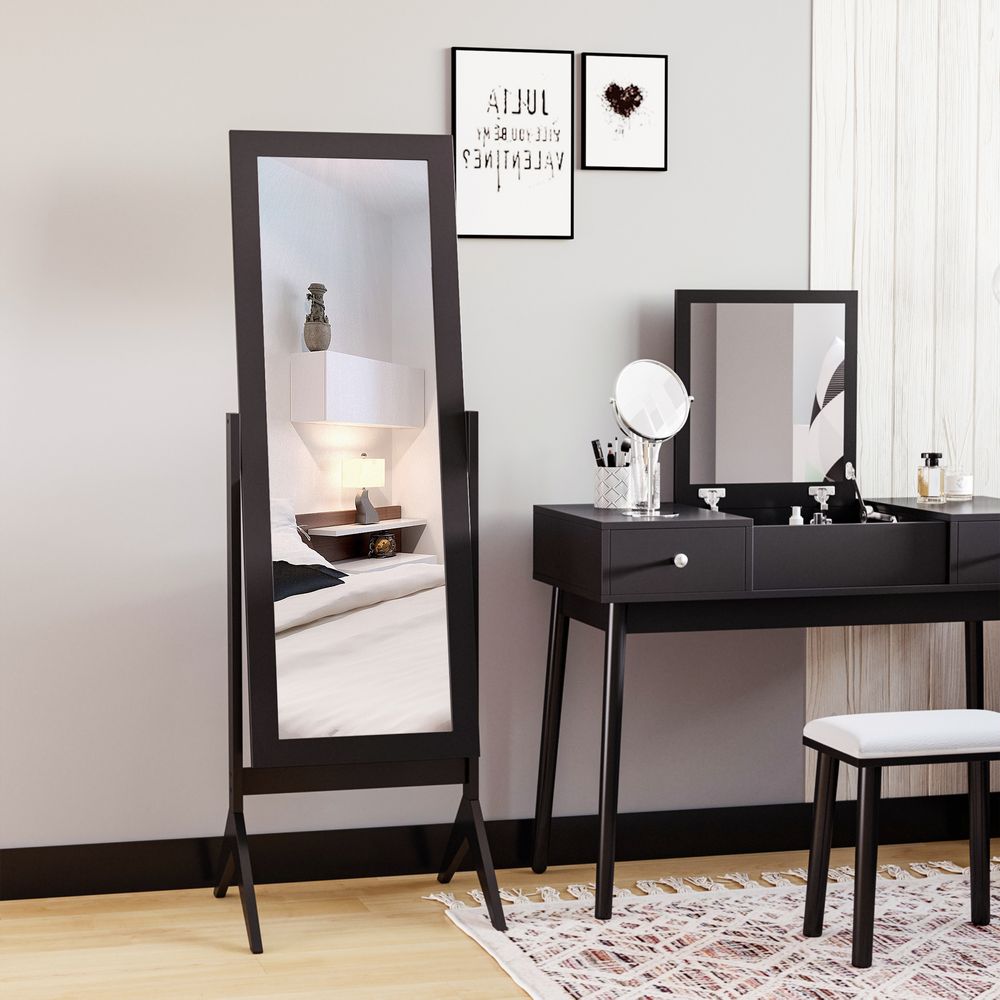 Freestanding Dressing Mirror 148x47cm Adjustable Angle Dark Brown Frame