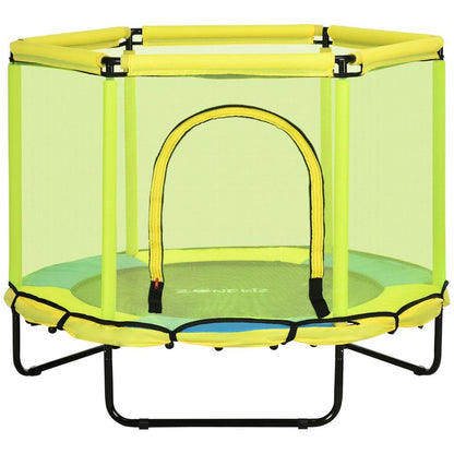 4.6 FT Trampoline with Enclosure Net Bungee Gym, Yellow