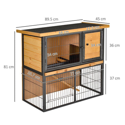 Wood-metal Rabbit Hutch Elevated Pet House Outdoor 89.5 x 45 x 81cm Pawhut