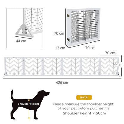 PawHut 6 Panels Freestanding Dog Barrier for S and M Dogs - White