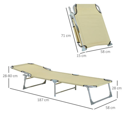 Camping Cot Picnic Sun Lounger Portable Folding Chaise Chair Patio Outsunny