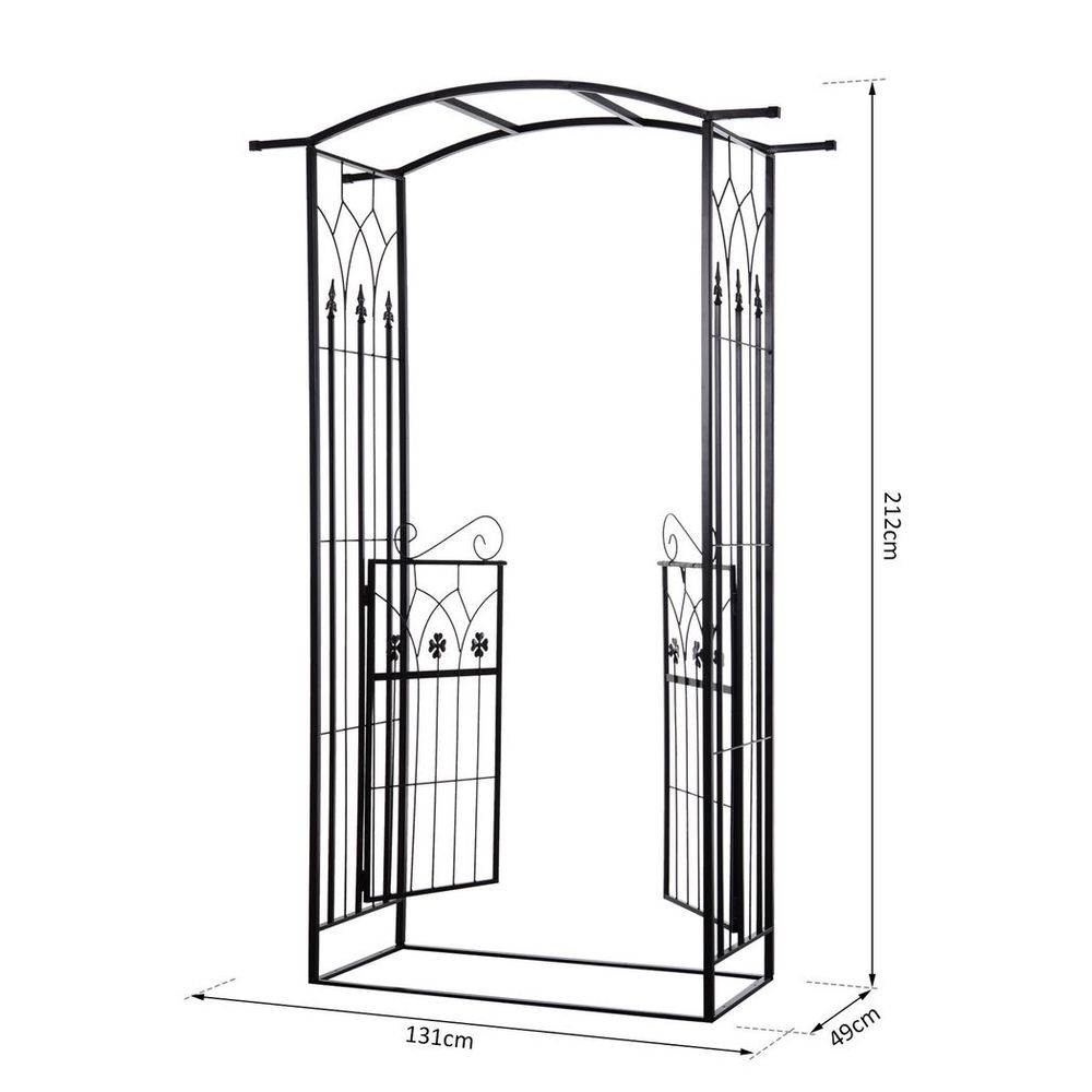 Outsunny Garden Entrance Arch Bench Outdoor Patio Rose Trellis Climbing Plant