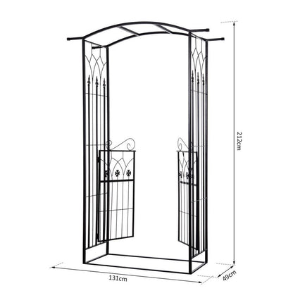 Outsunny Garden Entrance Arch Bench Outdoor Patio Rose Trellis Climbing Plant