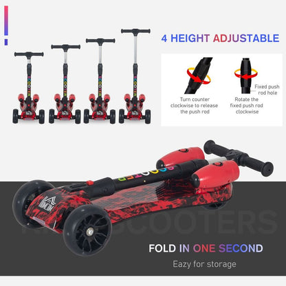 Child Wheel E-Scooter Light Music Water Spray Rechargeable 3-6 Yrs Red