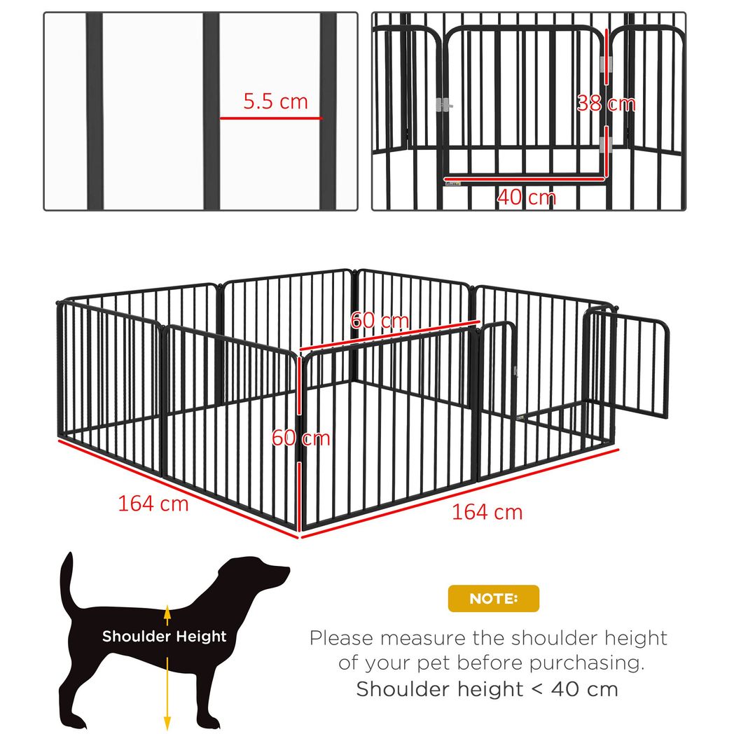 PawHut 60cm 8 Panels Heavy-Duty Dog Playpen for Small Dogs