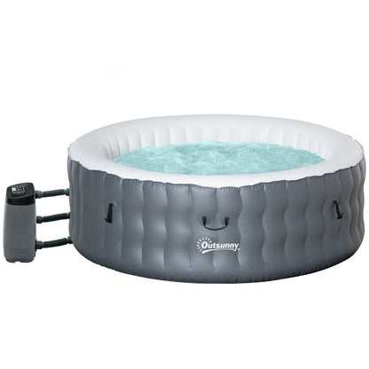 Round Inflatable Hot Tub Bubble Spa w/ Pump, Cover,4-6 Person, Grey