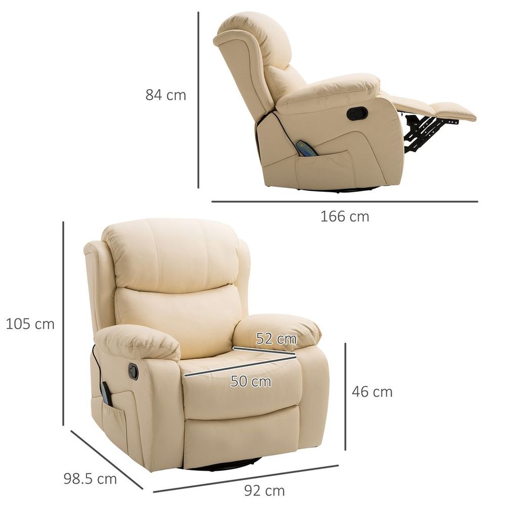 Massage Recliner Chair Manual Reclining Chair with Footrest Remote Beige