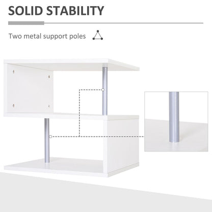 Side Table 2 Tier Storage Shef Organizer Bookcase End Desk Stand Display White