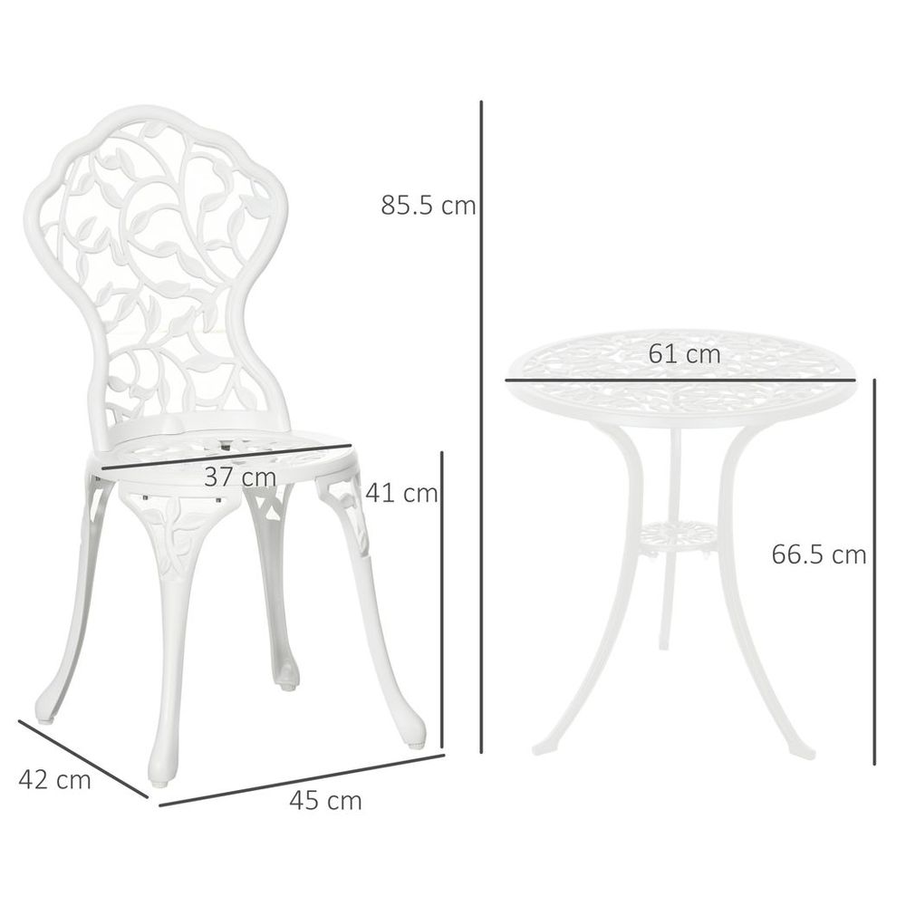 Aluminium Bistro Set Garden Coffee Table Chair Outdoor Dining Set