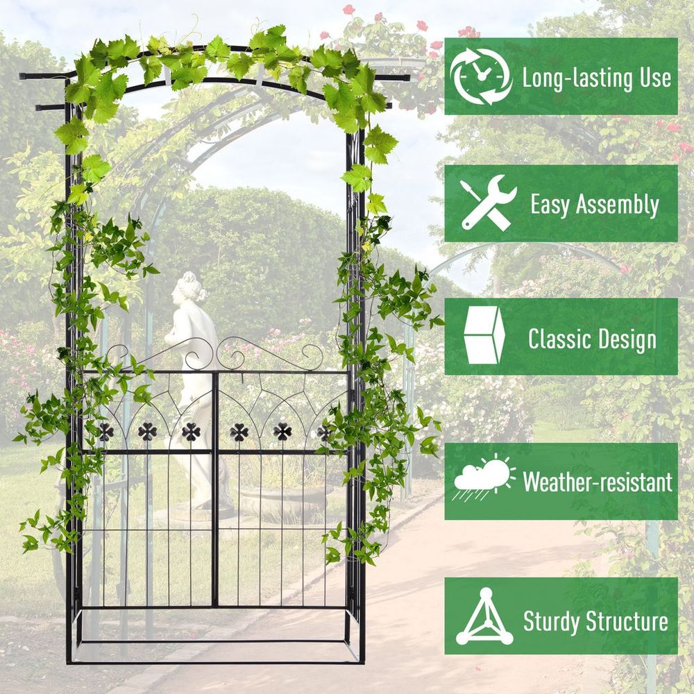 Outsunny Garden Entrance Arch Bench Outdoor Patio Rose Trellis Climbing Plant