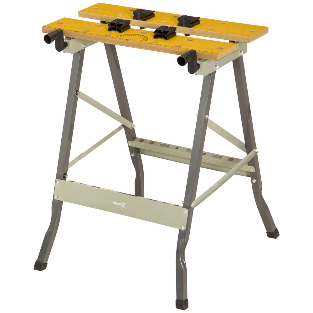 4-1 Work Bench, Saw Horse Clamp Table for DIY Home Garage, Grey