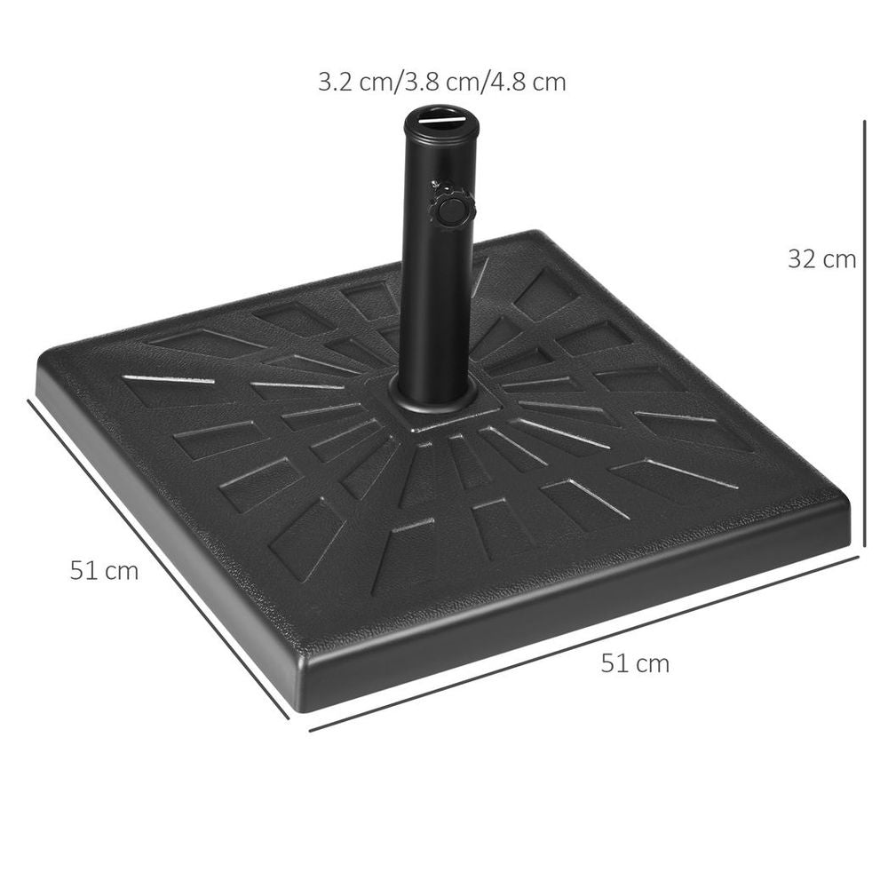 19kg Square Resin Garden Parasol Base for Poles of 32mm, 38mm, 48mm