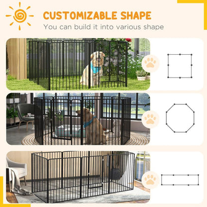 PawHut 100cm 8 Panels Heavy-Duty Dog Playpen for Small, Medium Dogs