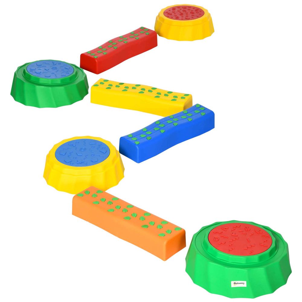 Eight-Piece Kids Stepping Stones Non-Slip Surface & Bottom, for Kids Outsunny