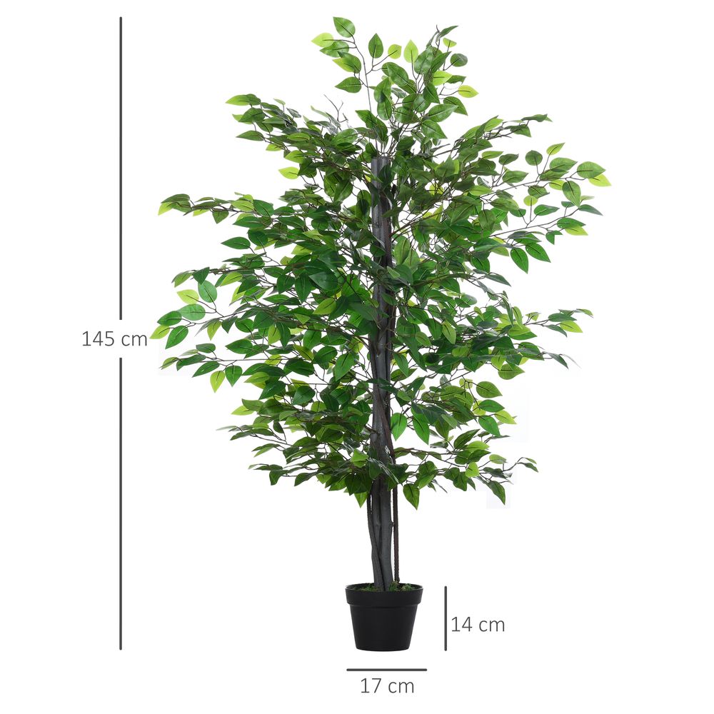 145cm Artificial Banyan Plant Faux Decorative Tree Cement Pot Outsunny