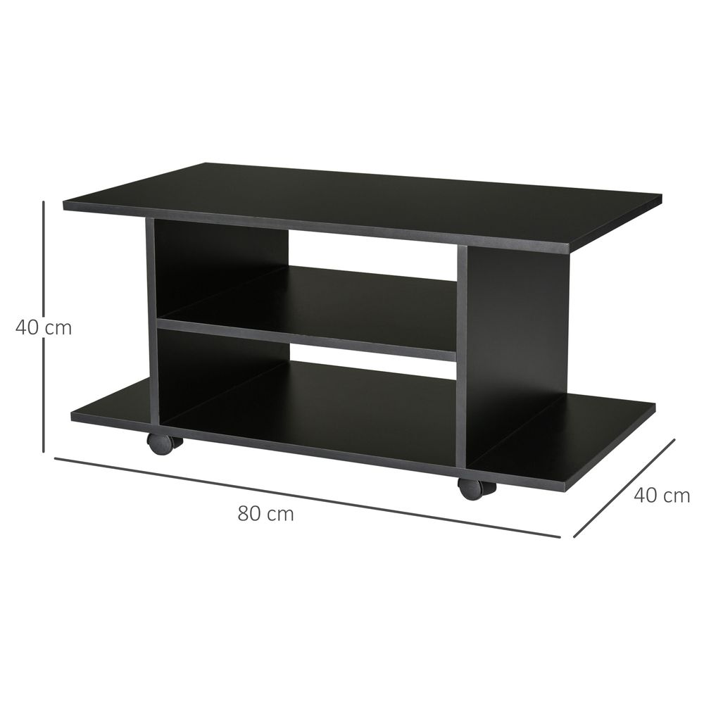 Mobile TV Stand Bookshelves in Black