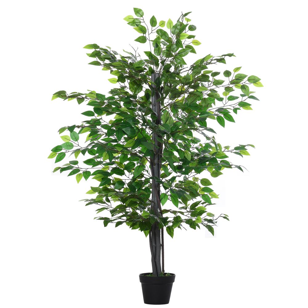 145cm Artificial Banyan Plant Faux Decorative Tree Cement Pot Outsunny