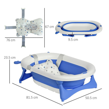 Foldable Baby Bath Tub Ergonomic with Temperature-Induced Water Plug