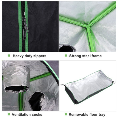 Hydroponic Plant Grow Tent Reflective Mylar Green Room 120L x60W x150Hcm Silver