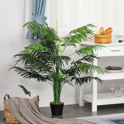 Artificial Palm Tree 18 Leaves with Nursery Pot, Fake Tropical Tree 125cm