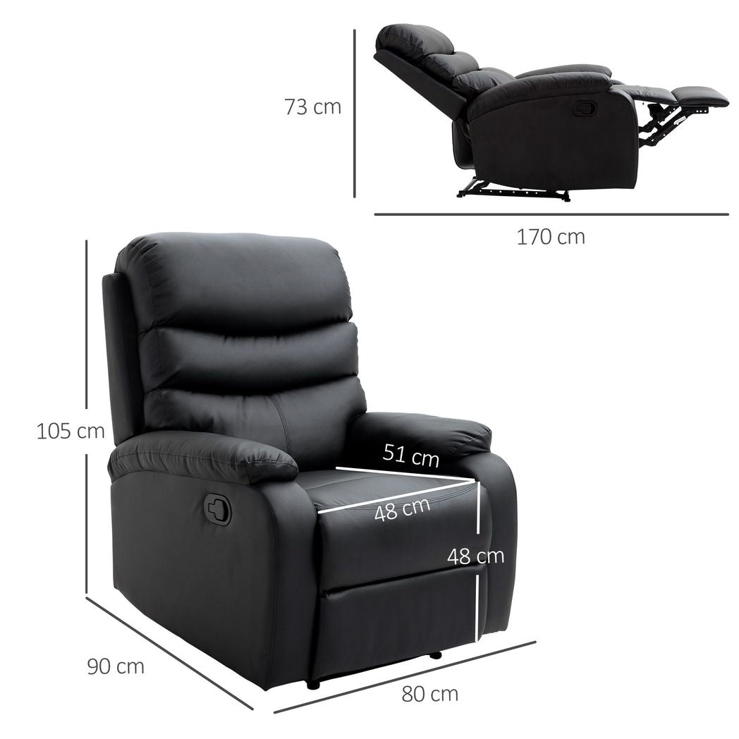 Manual Recliner Chair Armchair for Living Room with Footrest Black