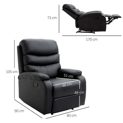 Manual Recliner Chair Armchair for Living Room with Footrest Black