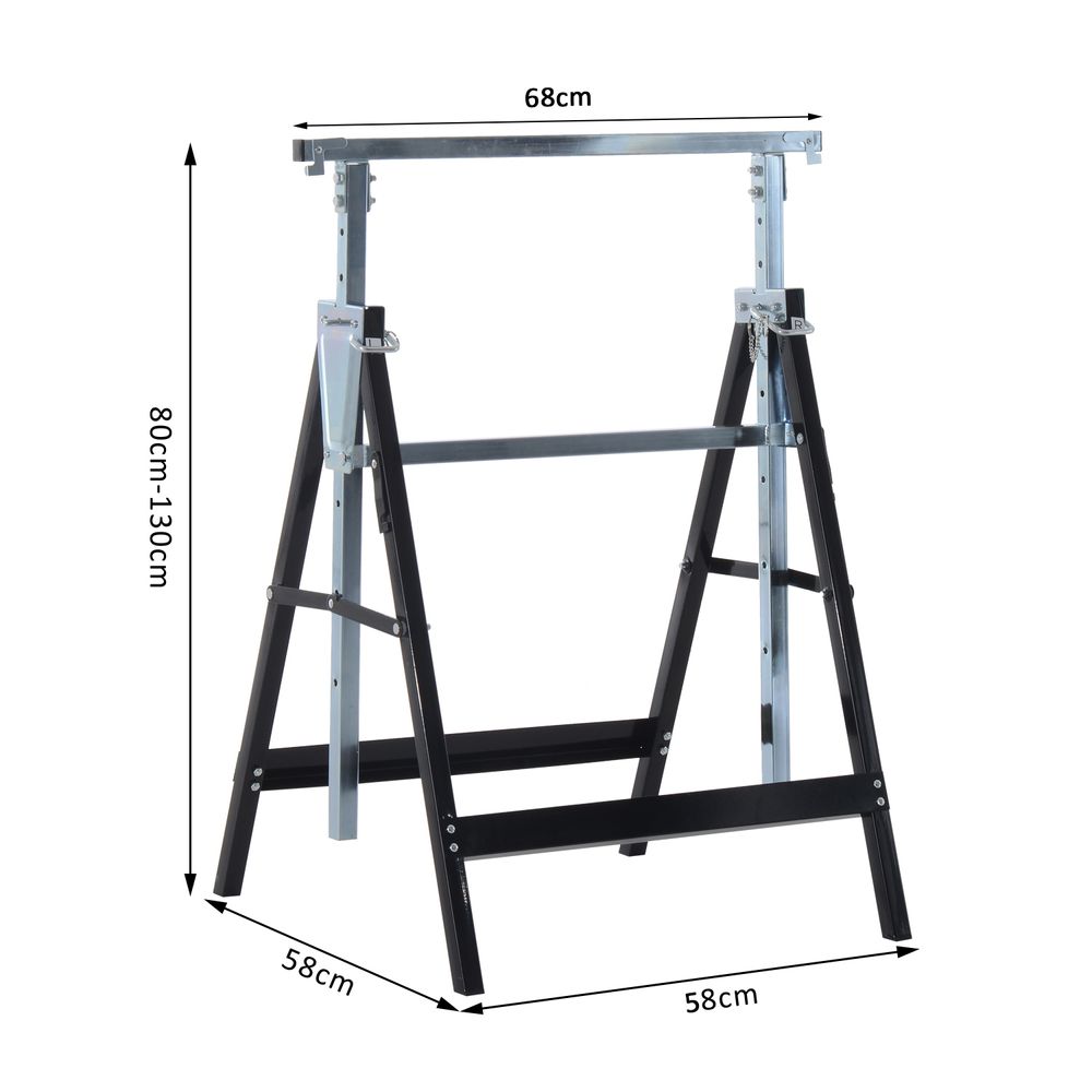 2xTelescopic Builders Trestle Work Bench-Black