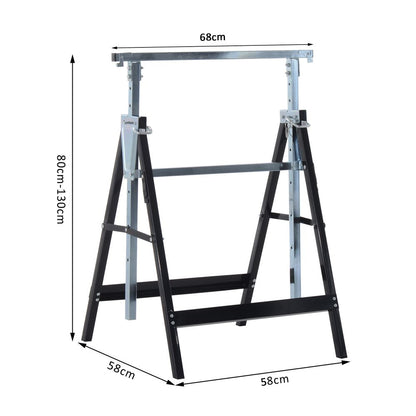 2xTelescopic Builders Trestle Work Bench-Black