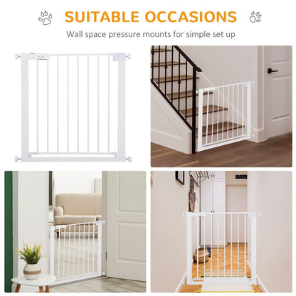 Pet Safety Gate Door Barrier Dog Metal Pet Barrier for Doorway White 75-82 cm