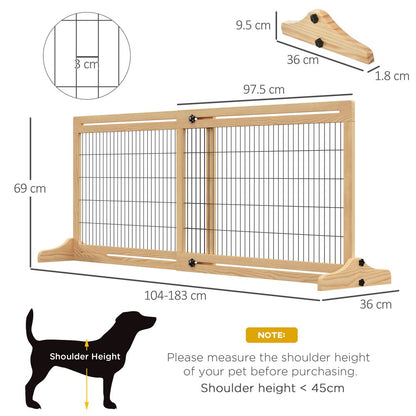 Adjustable Wooden Pet Gate Freestanding Dog Barrier for Doorway Pawhut