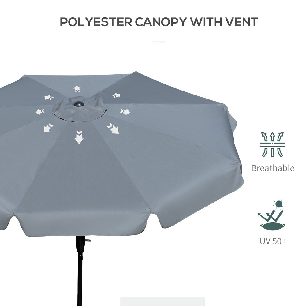 2.66m Patio Umbrella Garden Charcoal Grey