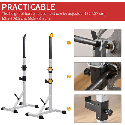 Adjust Pair of Barbell Squat Racks Stand Weight Lifting Bench Press Gym HOMCOM