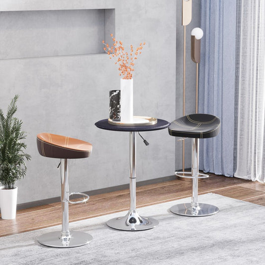 Chrome Steel Height Adjustable Round Bar Table Dinning Table Black