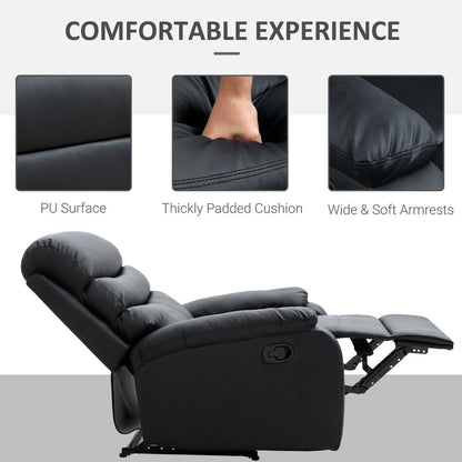 Manual Recliner Chair Armchair for Living Room with Footrest Black