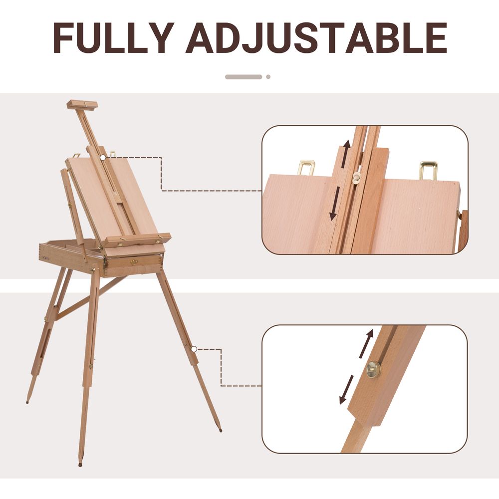 Tripod Art Easel Wooden Drawing Board Workstation Folding French Sketch HOMCOM